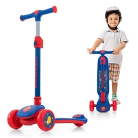 Kick Scooter with Extra Wide Deck and LED Lighted PU Wheels-Blue