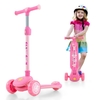 Kick Scooter with Extra Wide Deck and LED Lighted PU Wheels-Pink
