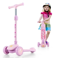 Kick Scooter with Extra Wide Deck and LED Lighted PU Wheels-Purple