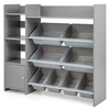 Kids Bookshelf Toy Storage Organizer with 8 Storage Boxes and 2 Open Shelves-Grey