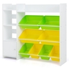 Kids Bookshelf Toy Storage Organizer with 8 Storage Boxes and 2 Open Shelves-White