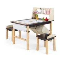 Kids Chairs Set with 2 Storage Bins and Paper Roll-Coffee