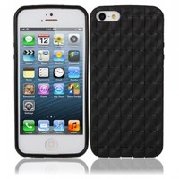 Lattice Pattern Protective TPU Back Case for iPhone 5 Black