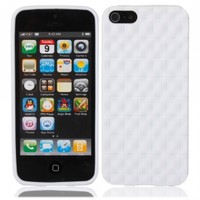 Lattice Pattern Protective TPU Back Case for iPhone 5 White