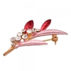 Leaf Style Rhinestone Brooch Pin Red Pink