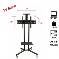 Tilting 32-55 120lbs Mobile TV Mount Stand Four Wheels LED LCD Plasma