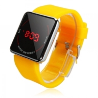 Touch Screen Silicone Band Steel Case Women Men Unisex Sport Style Square Digital LED Wrist Watch