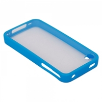 Transparent Design Back Cover TPU Case for iPhone 4/4S Azure Frame