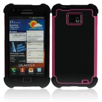 Triple Protection Shell Case for Samsung Galaxy S2 i9100 Rose Red
