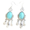 Turquoise Charming Water Drop Three Dangle Earrings
