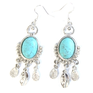 Turquoise Charming Water Drop Three Dangle Earrings