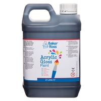 Black Acrylic Paint - 2 Litre Bottle of Water Based Acrylic Paint. Quick Drying. Shiny Finish.
