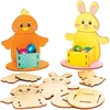 Bunny & Chick Wooden Egg Cup Kits (Pack of 4) Easter Craft Kit,  Self Assemble & Decorate,  11cm x 9cm