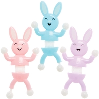 Bunny Wall Climber Toys (Pack of 6) Easter Toys 3 assorted colours - Pink,  Blue & Purple