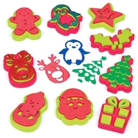 Christmas Stampers (Pack of 10) Christmas Craft Supplies,  10 Assorted Designs,  Easy Wash,  Chunky Foam