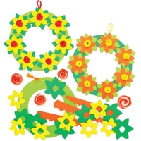 Daffodil Foam Wreath Kits (Pack of 3) Decoration Craft Kits 3 assorted colours - Orange,  Yellow & Red