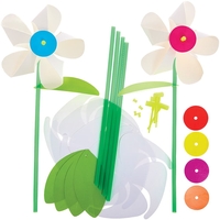 Daisy Windmill Kits (Pack of 6) Nature Craft Kits 6 assorted colours - Yellow,  Blue,  Pink,  Orange,  Red & Purple