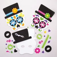 Day of the Dead Mask Kits - 4 Masks Kits To Paint And Decorate For Halloween Including Sticker,  Ribbons And Huts. Size: 18cmArt & Crafts