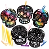 Day of the Dead Scratch Art Decorations (Pack of 8)