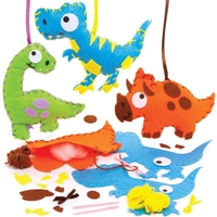 Dinosaur Sewing Kits (Pack of 3) Sewing & Weaving Craft Kits 3 assorted colours - Blue,  Orange & Green