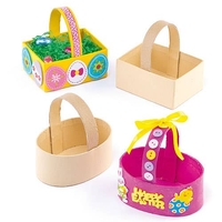 Easter Craft Baskets (Pack of 6) Easter Crafts For Kids,  Cardboard Mini Fillable Baskets, Size 10cm,  Decorate & Personalise