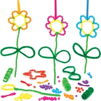 Flower Bead Decoration Kits (Pack of 5) Decoration Craft Kits 6 assorted bead colours - Pink,  Orange,  Purple,  Blue,  Red & Yellow
