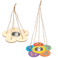 Flower Shaped Wooden Butterfly & Bee Feeders 13cm (Pack of 3) Nature Craft Kits,  Decorate & Hang