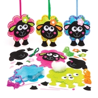 Fluffy Sheep Sewing Kits (Pack of 3) Sewing & Weaving Craft Kits 3 assorted sheep colours - Pink,  Green & Blue