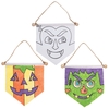 Halloween Colour-in Fabric Banner Decorations (Pack of 3) Design & Personalise Your Own,  Colour Or Paint