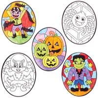 Halloween Colour-in Window Decorations (Pack of 18)
