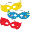 Hero Mask Blanks (Pack of 12) Decoration Craft Kits 6 assorted colours - Red,  Yellow,  Green,  Blue,  Orange & Pink