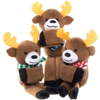 Hugging Reindeer Plush Pals (Pack of 3) Soft & Sensory Toys 3 assorted scarf colours - Blue,  Red & Green