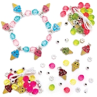 Ice Cream Charm Bracelet Kits (Pack of 3) Jewellery 3 assorted colourways - Pink/Blue,  Yellow/Purple & Green/Dark Pink