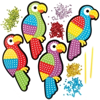 Parrot Sequin Craft Kits (Pack of 4) Craft Kits For Kids 5 sequin colours - Blue,  Red,  Purple,  Yellow & Green