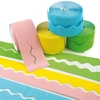 Pastel Corrugated Borders Value Pack (Box of 6 rolls) Classroom Craft Supplies 4 assorted colours - Canary Yellow,  Spring Green,  Pastel Pink and Sky Blue