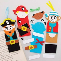 Pirate Bookmark Kits (Pack of 6) Decoration Craft Kits 4 assorted colours - Green,  Black,  Brown,  Blue & Red