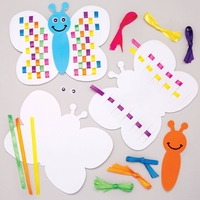 Rainbow Butterfly Weaving Kits (Pack of 6) Sewing & Weaving Craft Kits 6 ribbon colours - Green,  Yellow,  Blue,  Pink,  Purple & Orange
