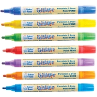 Rainbow Glitter Porcelain & Deco Paint Pens (Pack of 7) Art Supplies,  Art Materials 7 assorted glitter colours - Yellow,  Orange,  Red,  Violet,  Blue,  Indigo & Light Green