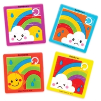 Rainbow Sliding Puzzles (Pack of 6) Creative Play Toys 6 assorted colours - Yellow,  Green,  Blue,  Red,  Purple & Orange