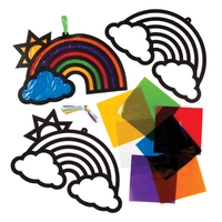 Rainbow Stained Glass Decoration Kits (Pack of 6) Decoration Craft Kits 7 assorted cellophane colours - Yellow,  Green,  Pink,  Blue,  Orange,  Red & Clear