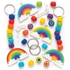 Rainbow Wooden Keyring & Bag Dangler Kits (Pack of 4) Craft Kits For Kids,  4 Assorted Designs,  12cm Long