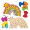 Rainbow Wooden String Art Kits (Pack of 4) Art Craft Kits 7 assorted wool colours - Red,  Orange,  Yellow,  Green,  Light Blue,  Dark Blue & Purple