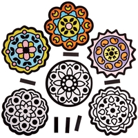Rangoli Colour-in Fuzzy Art Magnets (Pack of 12)