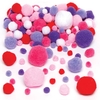 Red,  Pink & Purple Pom Poms (Pack of 200) Craft Embellishments Colours - Reds,  Pinks,  Purples & White