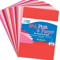 Red,  Pinks & Purple Card & Paper Pack (Pack of 100) High Quality,  A4 Size Sheets,  Mother