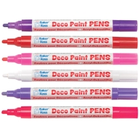 Red,  Pinks & Purple Deco Paint Pens (Pack of 6) Art Supplies,  Art Materials 6 assorted colours - White,  Red,  Light Pink,  Dark Pink,  Violet & Lilac