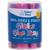 Red,  Pinks & Purple Glitter Glue Pens (Pack of 24) Glues & Adhesives 6 assorted colours - White,  Red,  Light Pink,  Pink,  Light Purple & Purple