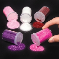 Red,  Pinks & Purple Glitter Shakers (Pack of 5) Craft Embellishments 5 assorted colours - Red,  Purple,  White,  Light Pink & Dark Pink
