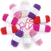 Red,  Pinks & Purple Glitter Wool Value Pack (Pack of 10) Natural Craft Materials 5 assorted colours - Red,  Light Pink,  Pink,  Purple & White