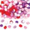 Red,  Pinks & Purple Self-Adhesive Glitter Pom Poms (Pack of 150) Craft Embellishments 6 assorted colours - Red,  Pink,  Light Pink,  Purple,  Light Purple,  White